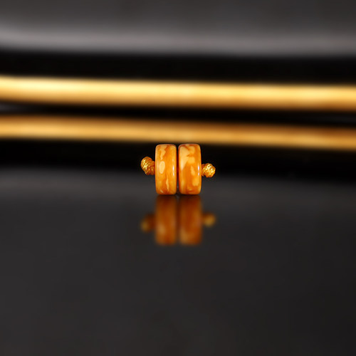 天然老蜡隔珠 8x3.6mm G4 云端俄料古董老蜜蜡散珠隔片一物一图