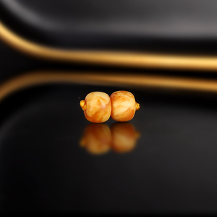 天然老蜡老型珠散珠 直径8.8x7mm DZ15 云端古董老蜜蜡配珠隔珠