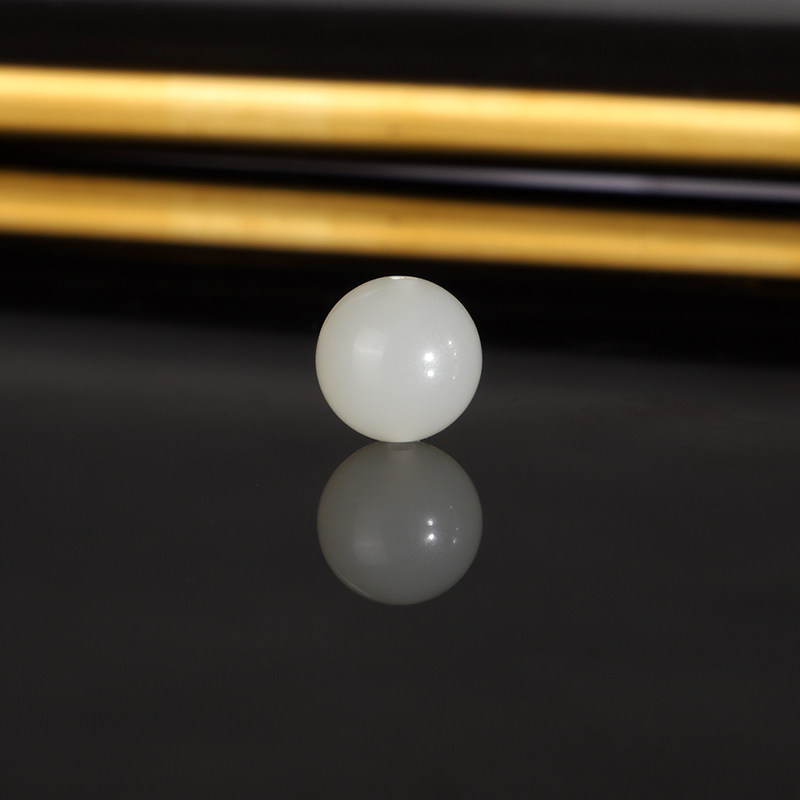 天然新疆且末和田玉散珠9.8mm 3075号亮光毕业级羊脂白玉配珠隔珠