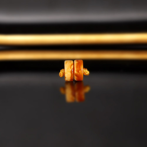 天然老蜡隔珠 8.1x3.6mm G3 云端俄料古董老蜜蜡散珠隔片一物一图