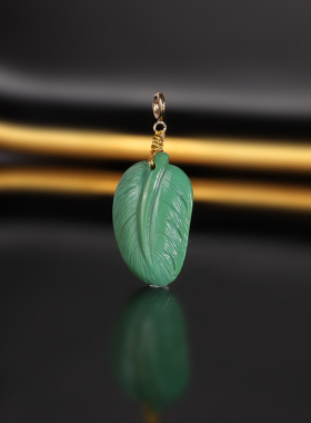 原矿绿松石小吊坠叶子 家大业大 L20 18.7x12x6.3mm 高瓷绿滴流