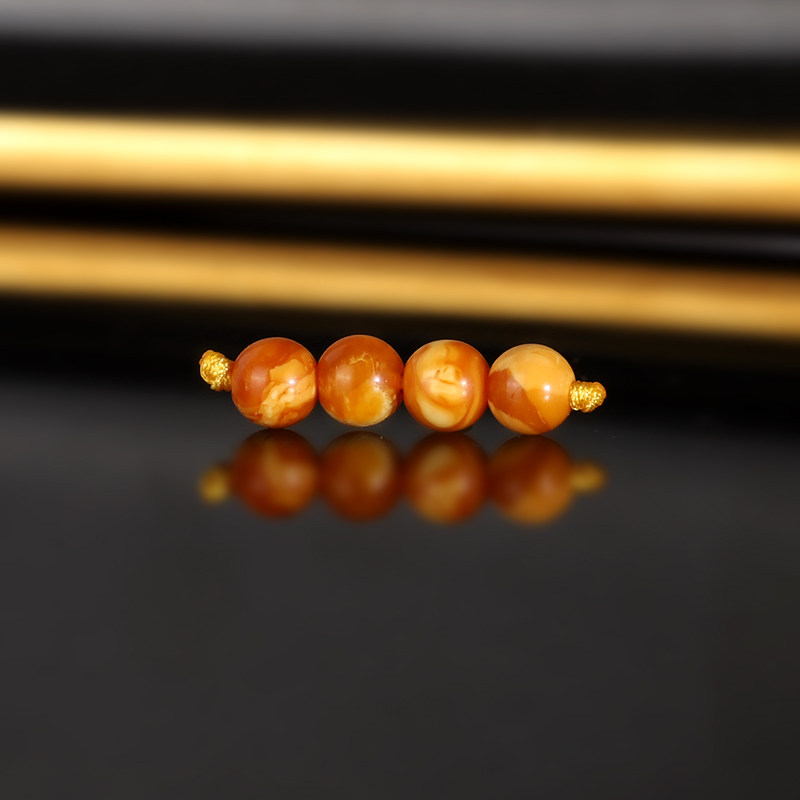 天然俄料云端老蜡散珠5mm 2956号 妖花古董蜜蜡配珠隔珠