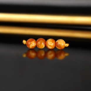 天然俄料云端老蜡散珠5mm 2956号 妖花古董蜜蜡配珠隔珠