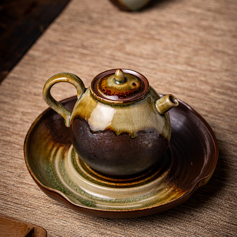 聆器日式柴烧茶壶提梁壶侧把壶