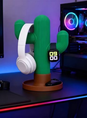 创意仙人掌耳机支架挂架桌面摆件