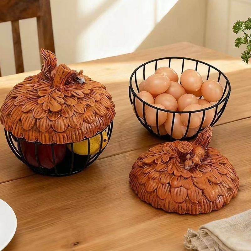 创意松鼠铁编篮子鸡蛋收纳摆件厨房用具桌面装饰摆件水果食物整理,收纳整理,鸡蛋筐,淘宝优惠券,粉丝福利购,淘宝优惠卷