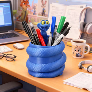 疯狂动物城盖瑞一条蛇笔筒创意桌面摆件卡通多功能桌面收纳装饰品