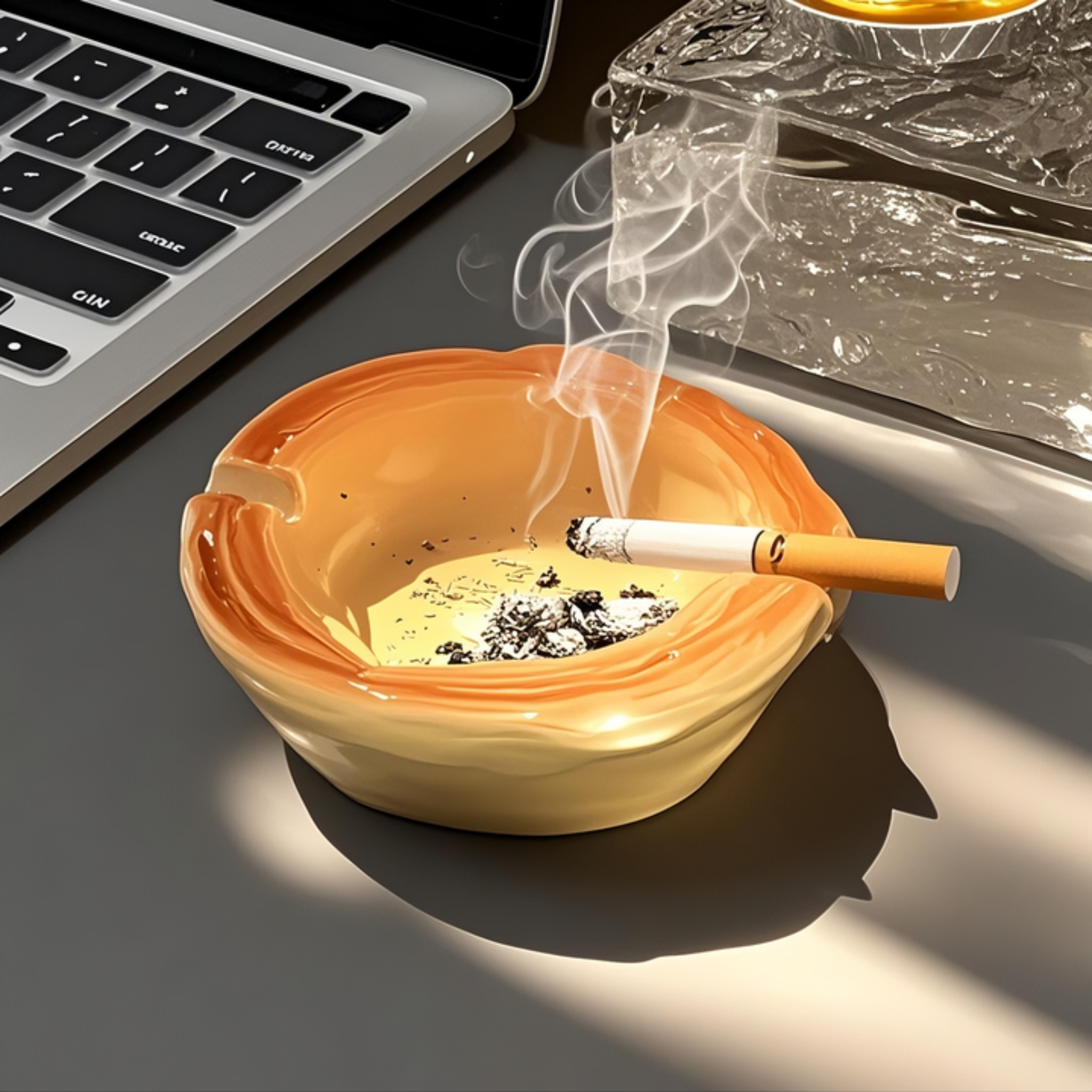 创意蛋挞烟灰缸可爱搞怪高级感防灰飞烟缸个性家用客厅轻奢摆件