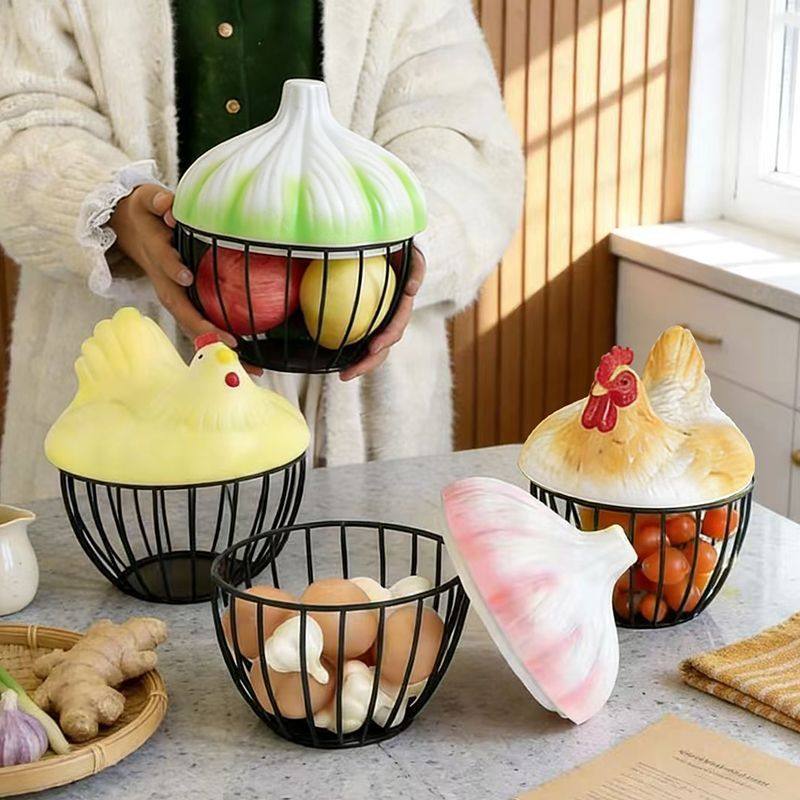 创意母鸡收纳摆件家用鸡蛋筐可提手水果篮多功能厨房用品大容量,收纳整理,鸡蛋筐,淘宝优惠券,粉丝福利购,淘宝优惠卷