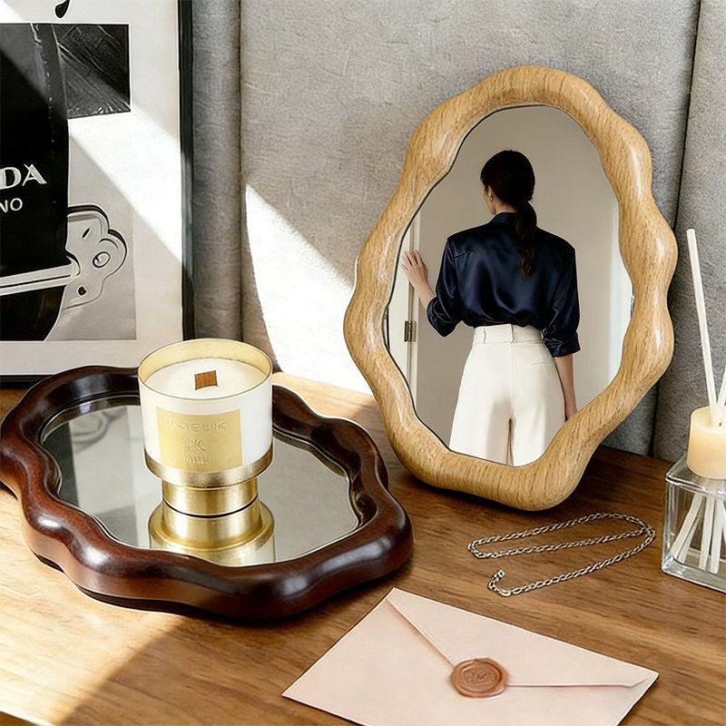 复古原木色云朵桌面装饰镜创意摆件高颜值家居收纳镜家居装饰摆件,家居饰品,装饰摆件,淘宝优惠券,粉丝福利购,淘宝优惠卷