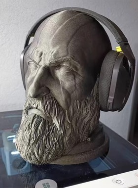 复古战神石人头像耳机支架摆