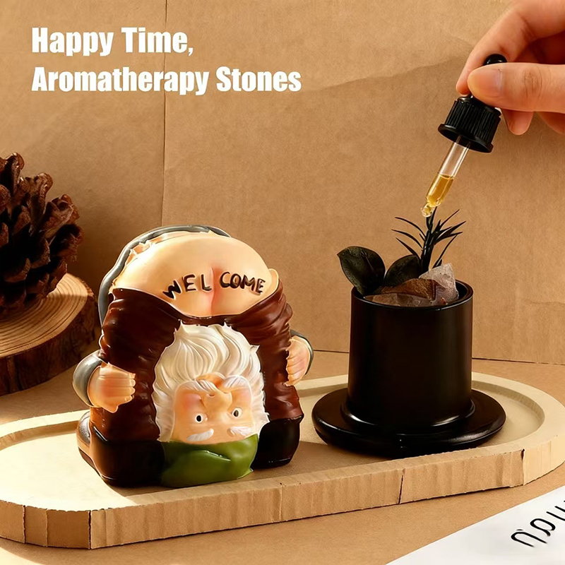 创意搞怪老顽童香薰扩香石桌面小摆件家用无火香氛卧室内持久留香