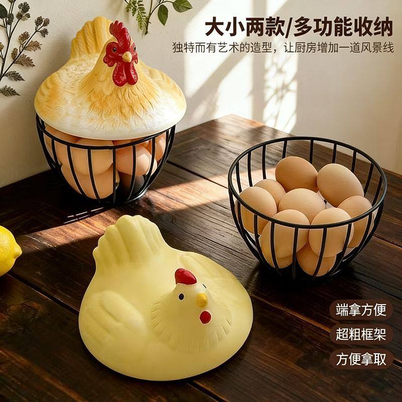 创意母鸡收纳摆件家用鸡蛋筐可提手水果篮多功能厨房用品大容量,收纳整理,鸡蛋筐,淘宝优惠券,粉丝福利购,淘宝优惠卷