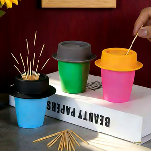 创意礼帽先生牙签筒家用客厅桌面装饰品可爱卡通牙签盒牙线收纳筒