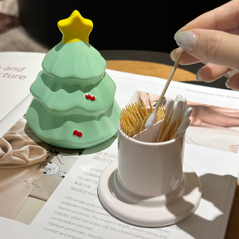 创意圣诞树牙签筒客厅茶几餐桌面摆件牙线棉签收纳盒圣诞节礼物,收纳整理,牙签盒,淘宝优惠券,粉丝福利购,淘宝优惠卷