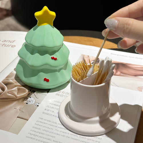 创意圣诞树牙签筒牙线棉签收纳盒