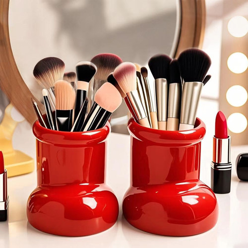 ins小红鞋化妆刷收纳笔筒眉笔