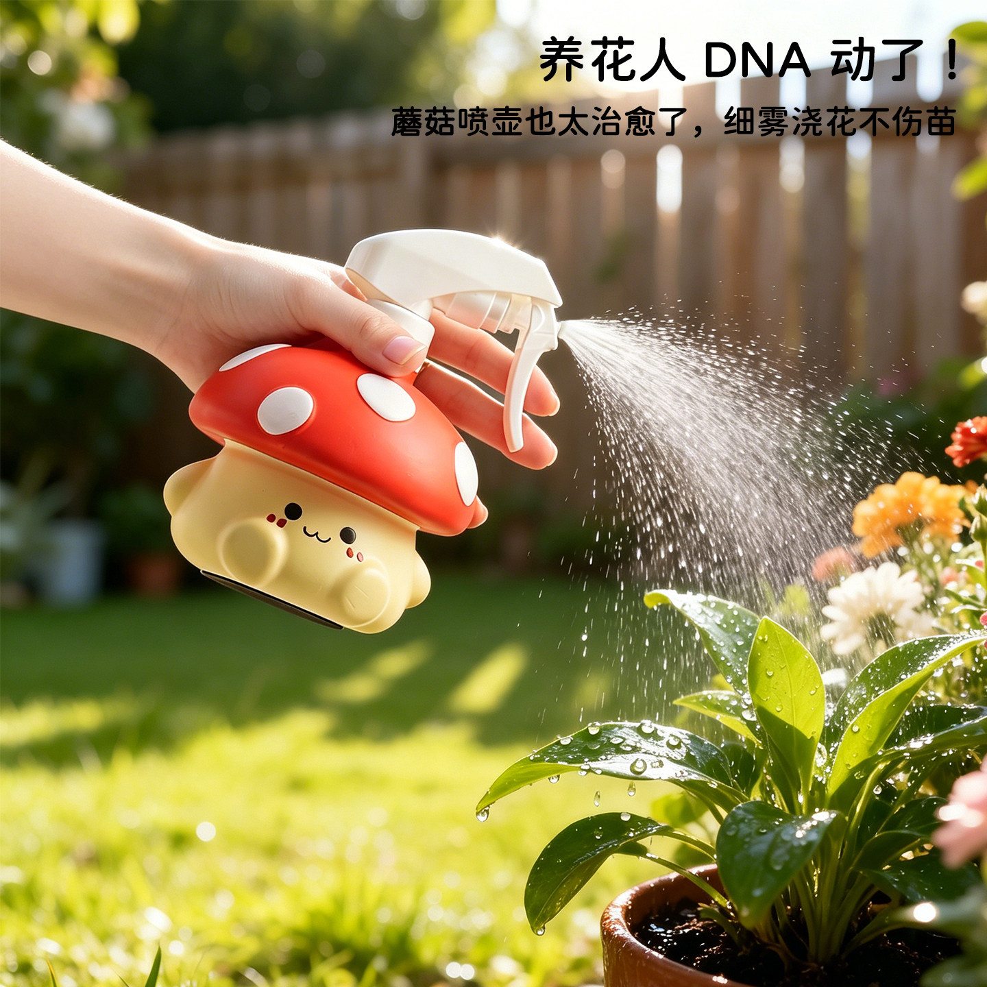 卡通红伞蘑菇喷壶家用园艺浇花喷雾瓶可爱按压式多肉绿植浇水壶