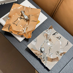 电镀折纸盘首饰珠宝香薰展示置物托盘轻奢高级感玄关钥匙收纳摆件