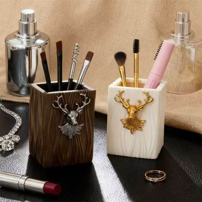 轻奢麋鹿化妆刷收纳盒桌面整理盒创意桌面装饰摆件梳妆台收纳笔筒,收纳整理,化妆刷收纳盒/桶,淘宝优惠券,粉丝福利购,淘宝优惠卷