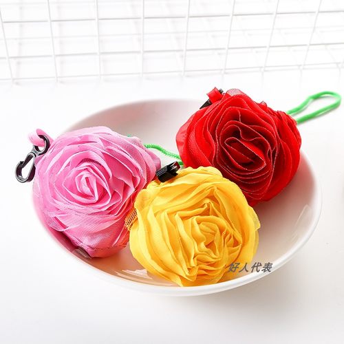 190涤纶玫瑰花便携环保袋购物袋