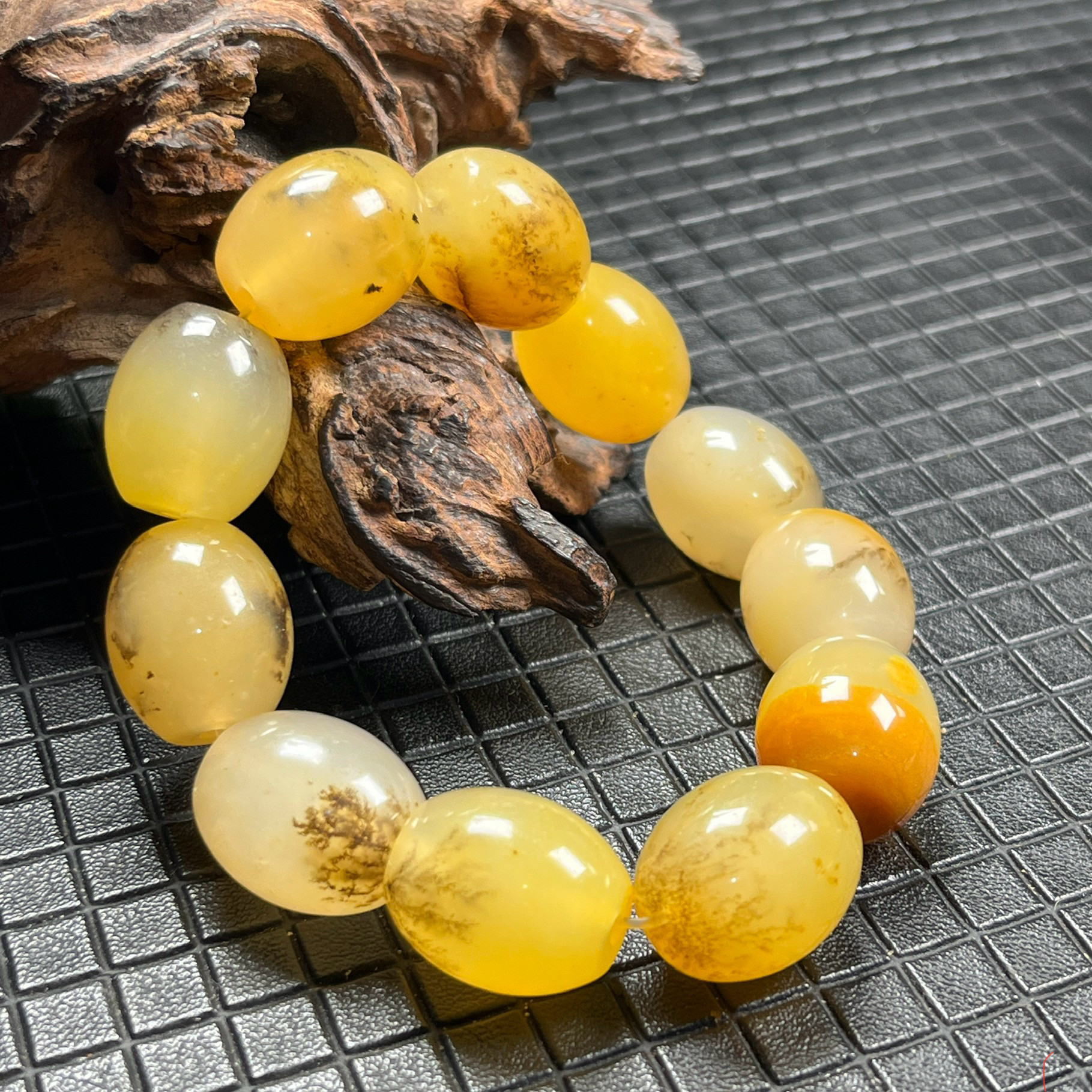 瑞皇翠 天然玉石云南黄龙玉精品珠宝草花路路通手串男款送礼证书