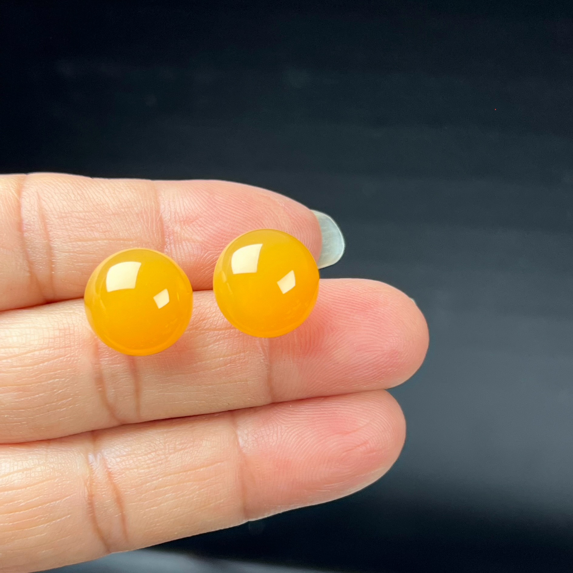 纯天然玉石精品珠宝缅料黄龙玉冰黄圆圆满满耳钉耳环送礼耳饰