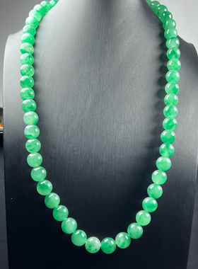 天然玉石高冰飘翠绿色非洲翠玉佛珠13mm项链毛衣链大珠子石英证书
