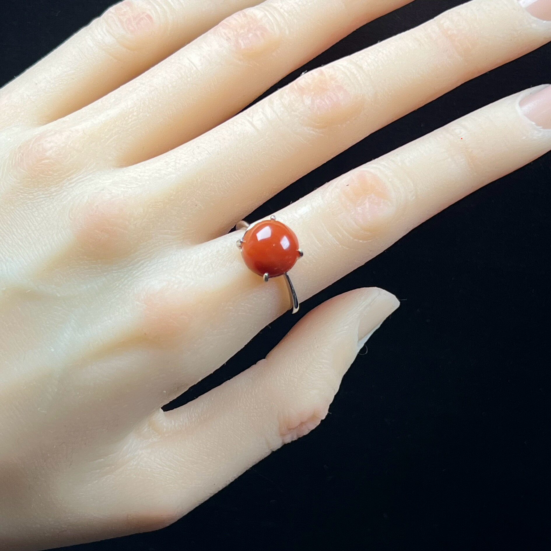 天然玉石精品珠宝云南黄龙玉红红火火戒指925银女款送礼