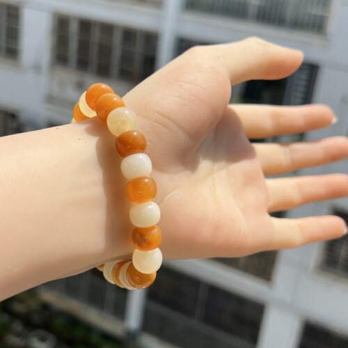 天然玉石精品珠宝非洲翠玉黄龙玉老型珠10+mm手串多宝手链送礼