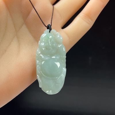 瑞皇翠 天然玉石缅甸翡翠玉大富大贵佛吊坠女玉坠挂件送礼证书