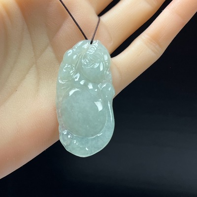 瑞皇翠 天然玉石缅甸翡翠玉大富大贵佛吊坠男女玉坠挂件送礼证书