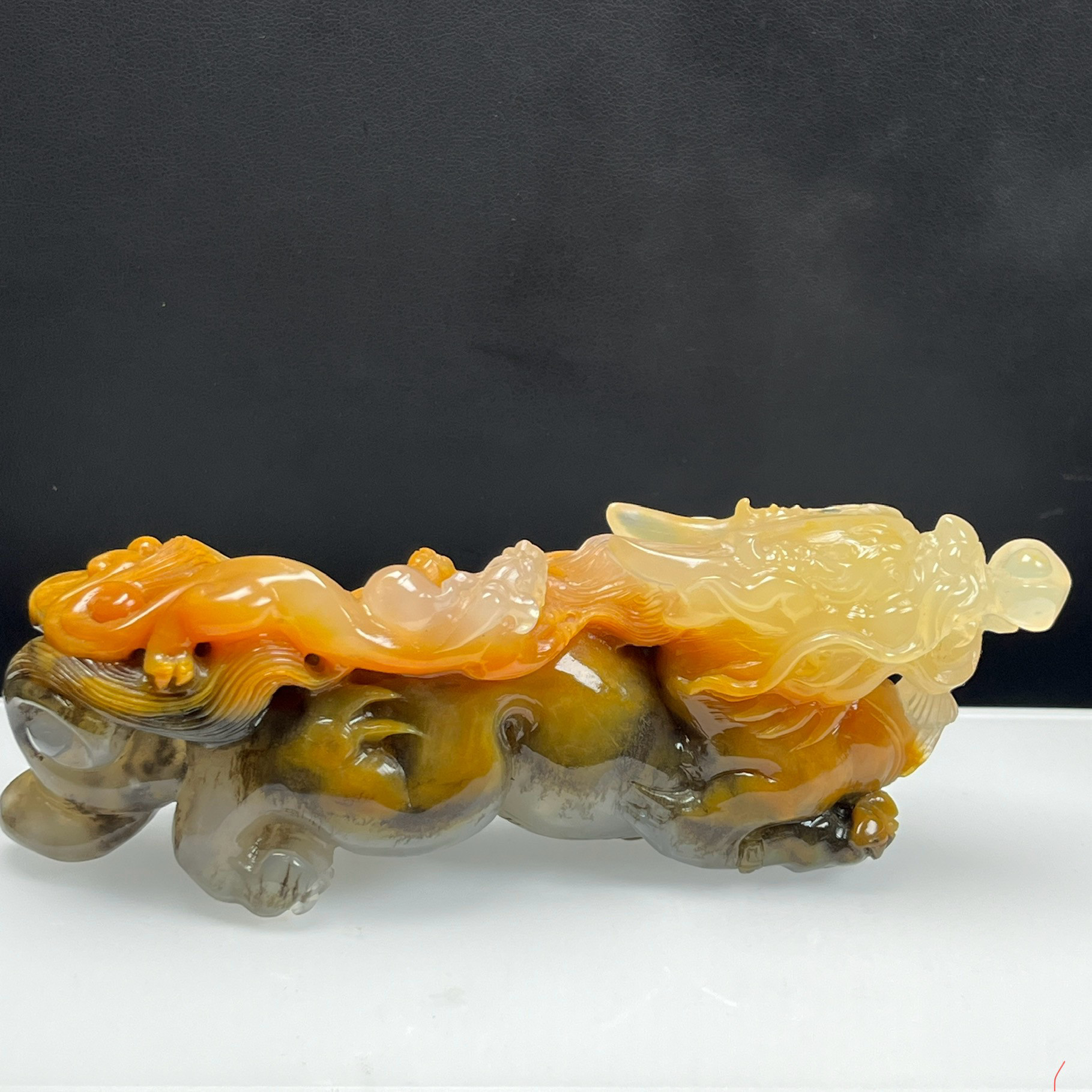 瑞皇翠 天然玉石精品珠宝草花辈子发财摆件麒麟手玩俏色巧雕证书