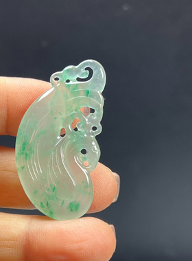 纯天然玉石精品珠宝高冰飘翠绿色非洲翠玉凤凰吊坠玉坠玉佩送礼