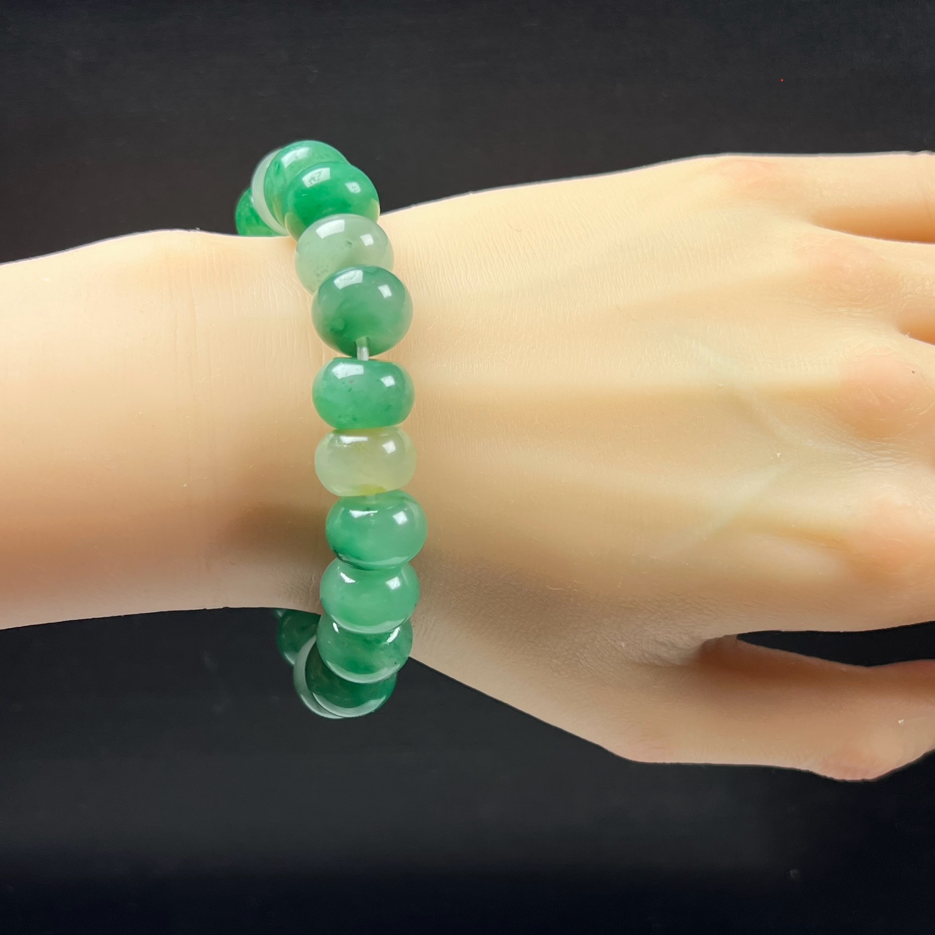 天然玉石精品珠宝高冰飘翠绿色非洲翠玉算盘珠13mm手串手链送礼
