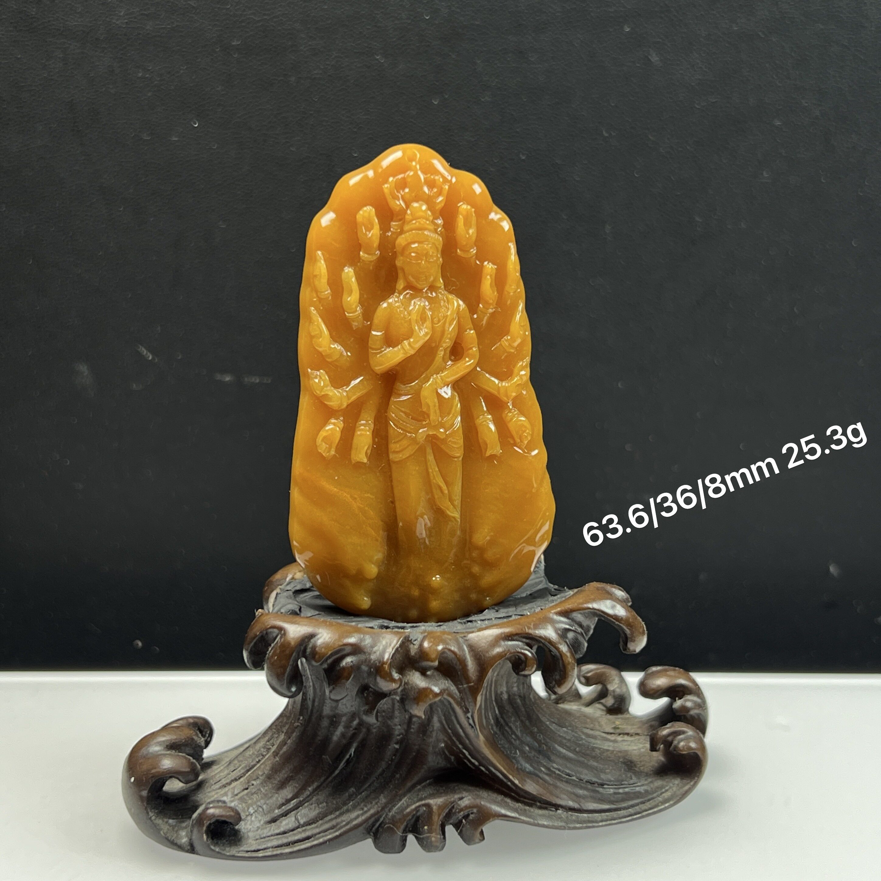 天然玉石 缅料黄龙玉千手观音吊坠 石英质玉毛衣链鸡油黄玉坠
