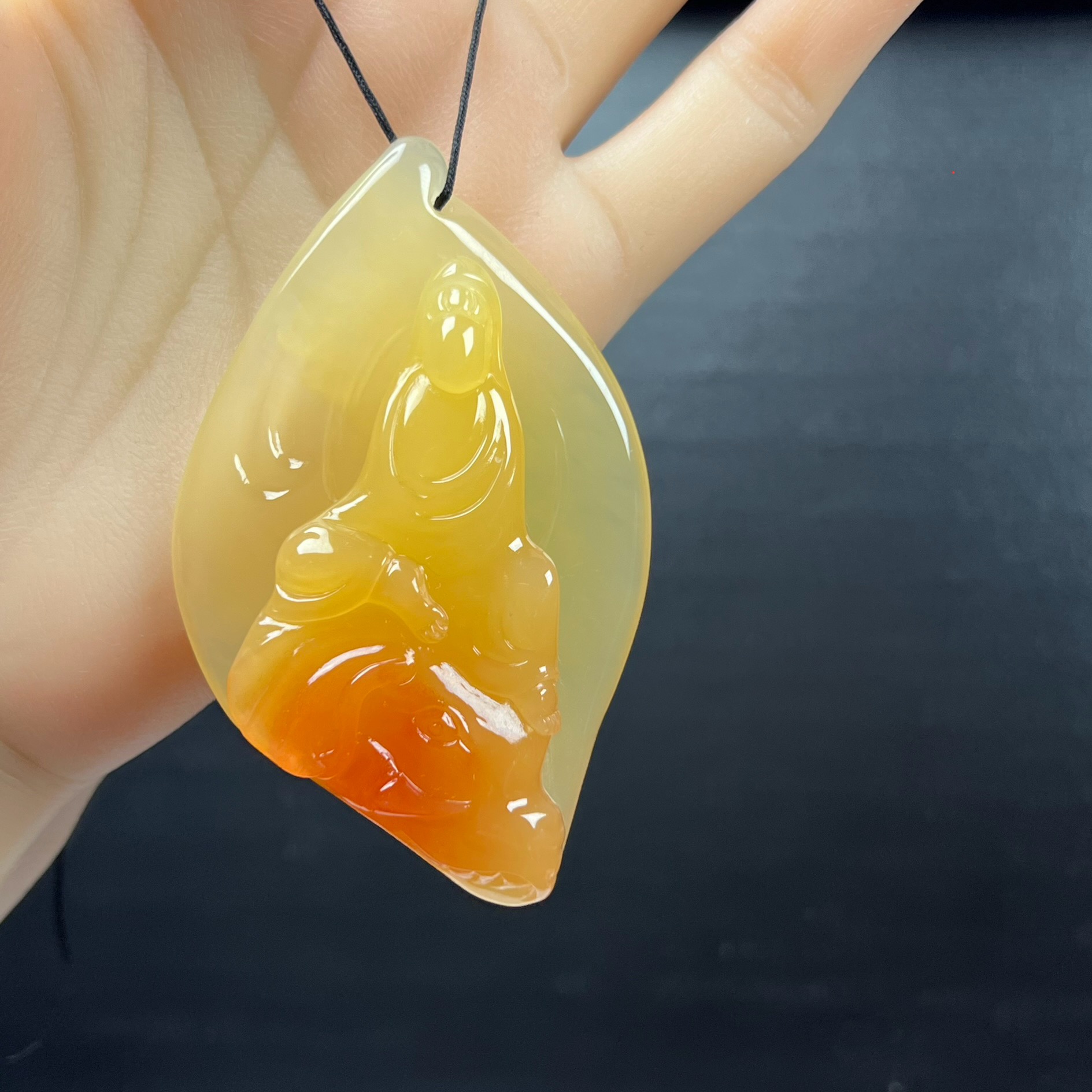 纯天然玉石云南黄龙玉精品普贤菩萨吊坠无相毛衣链悟道玉佩证书