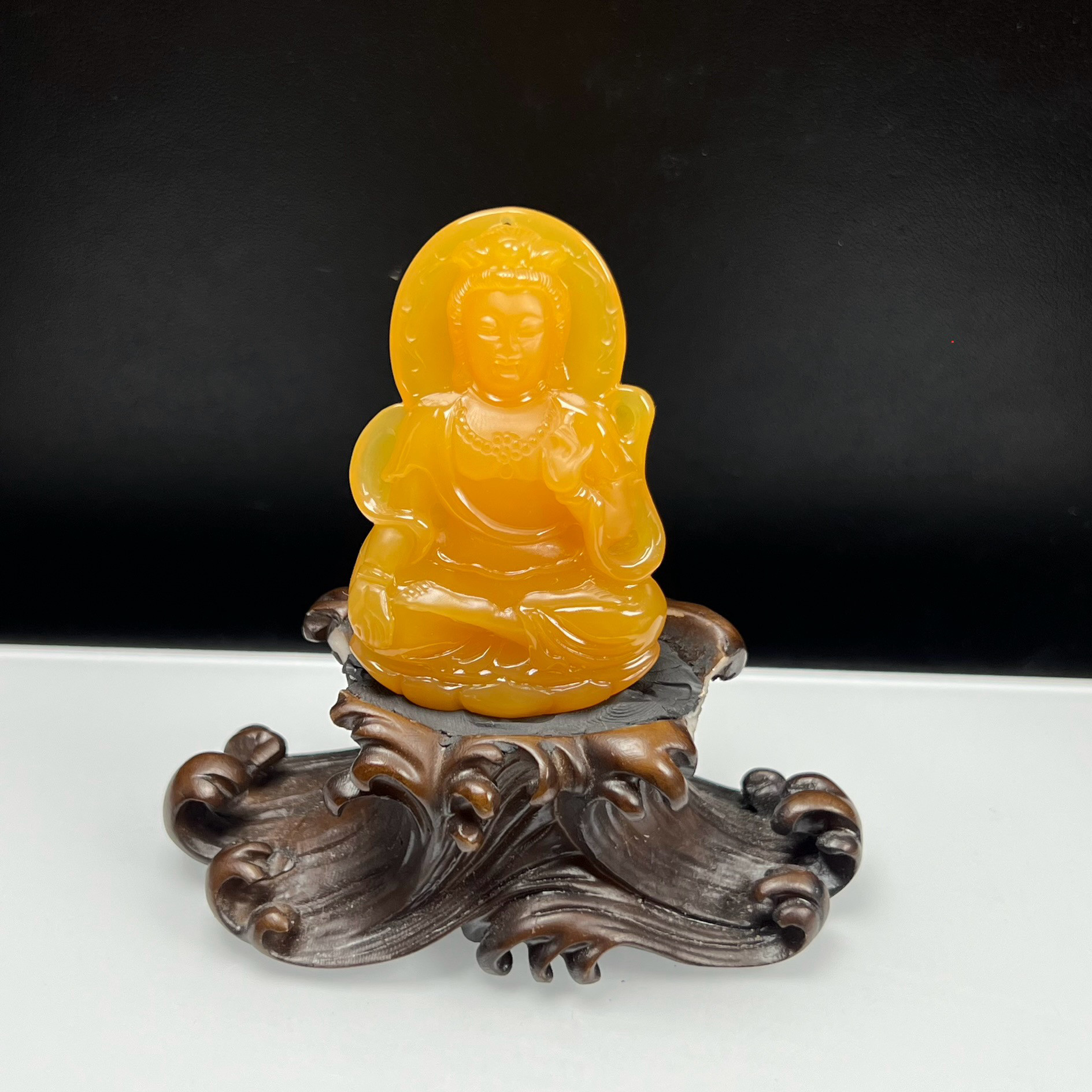 天然玉石精品珠宝缅料黄龙玉冰黄观音吊坠毛衣链玉佩玉坠送礼证书