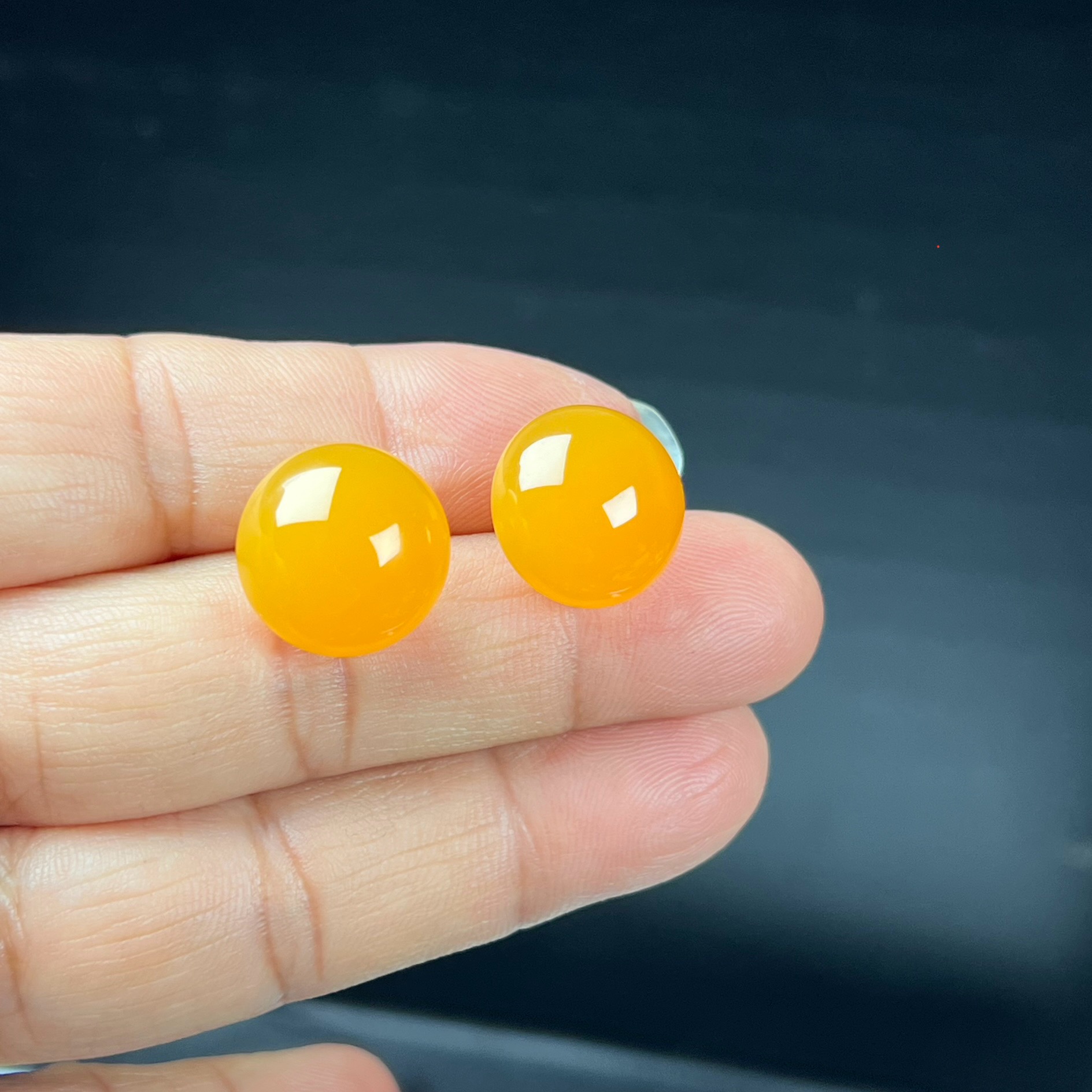 纯天然玉石精品珠宝缅料黄龙玉冰黄圆圆满满耳钉耳环送礼耳饰