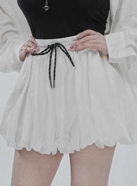 STYLE YINZ 韩式慵懒感美高花苞裙女2026春夏高腰抽绳系带半身裙