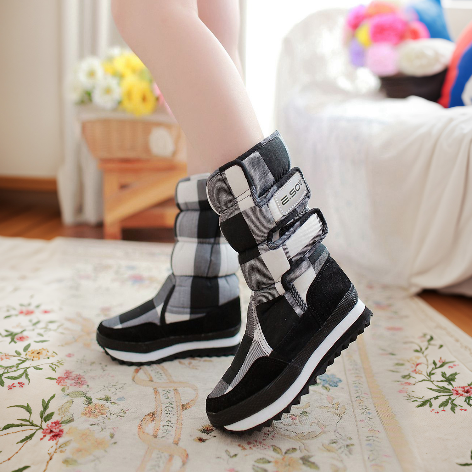 冬季防滑平底舒适风韩版中筒靴