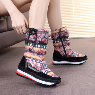 女靴雪地棉雪靴 防水防滑雪地靴女士羊毛保暖中筒靴雪地鞋 冬季 新款