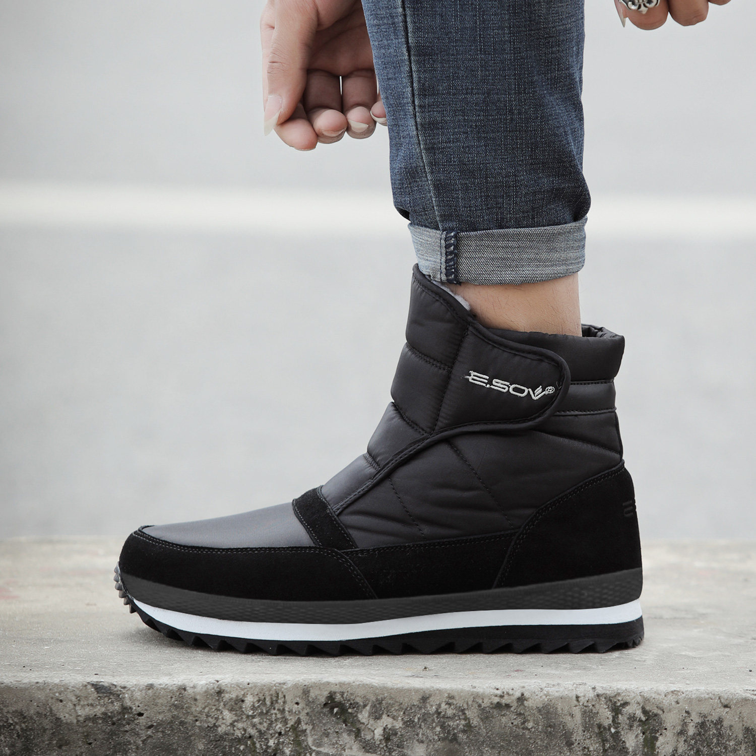 冬季低帮短靴防水防滑雪地靴加绒保暖棉鞋雪地鞋东北休闲户外男鞋