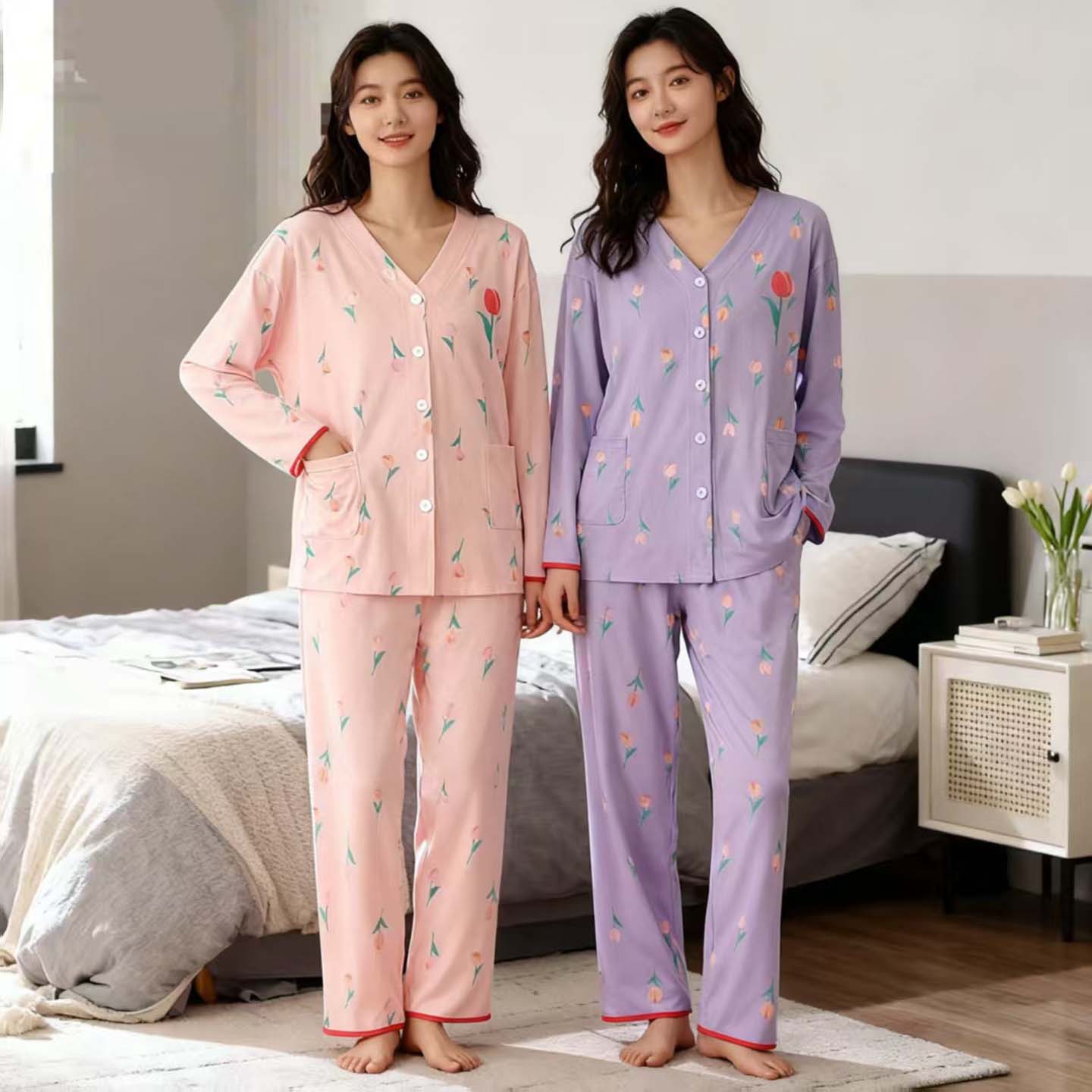 加肥大码长袖睡衣女士200斤宽松