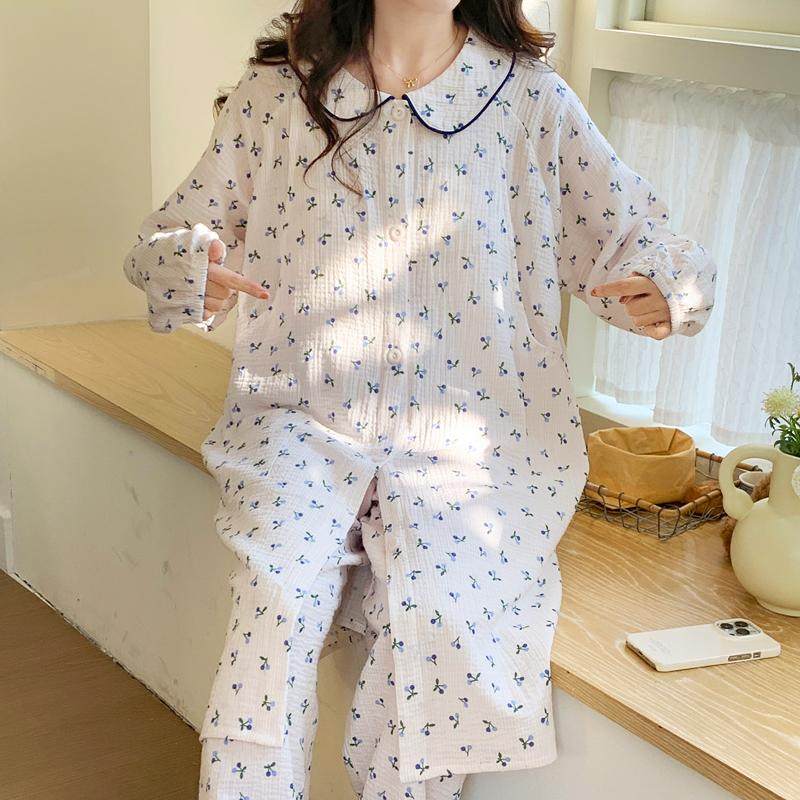 待产裙孕妇月子服春秋纯棉产后产妇哺乳睡裙裤套装医院产房待产服