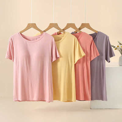 睡衣上衣单件女带胸垫