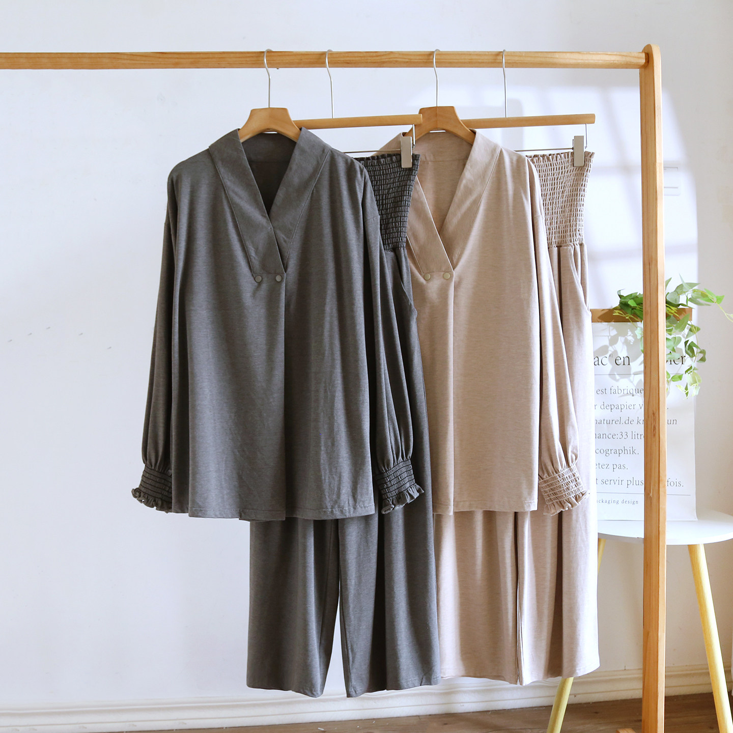 凉感月子服春夏季薄款产后产妇孕妇哺乳睡衣弹力套头喂奶睡衣
