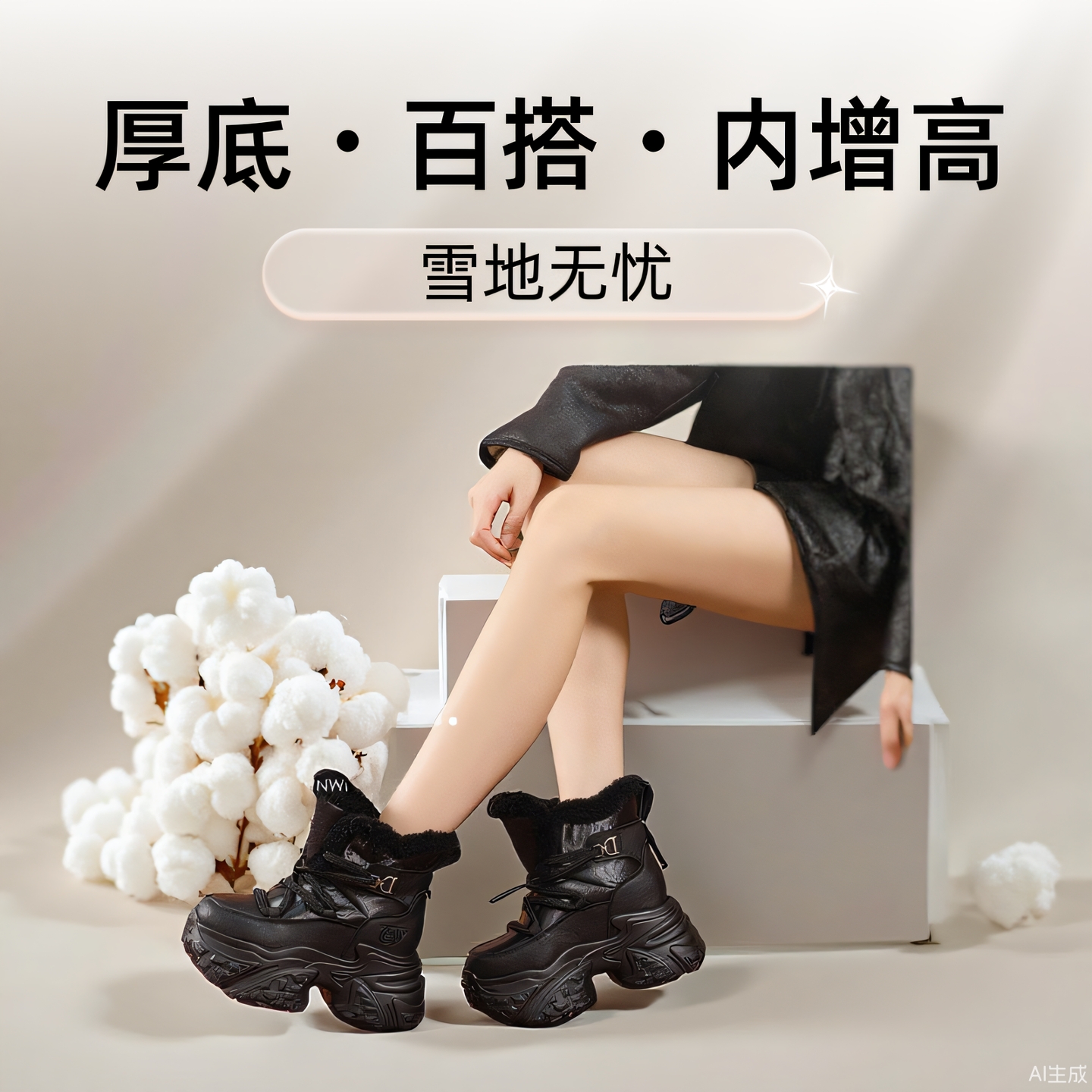 加绒雪地靴冬季新款保暖