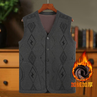 2025新款爸爸装秋冬爆款中老年男装爸爸装爷爷装加绒加厚马甲背心