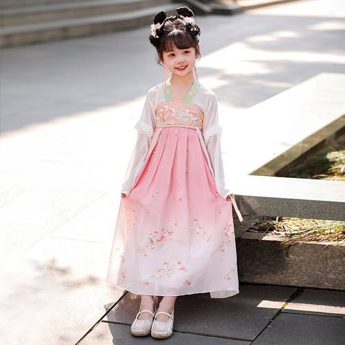 汉服春秋款儿童古装连衣裙满庭芳